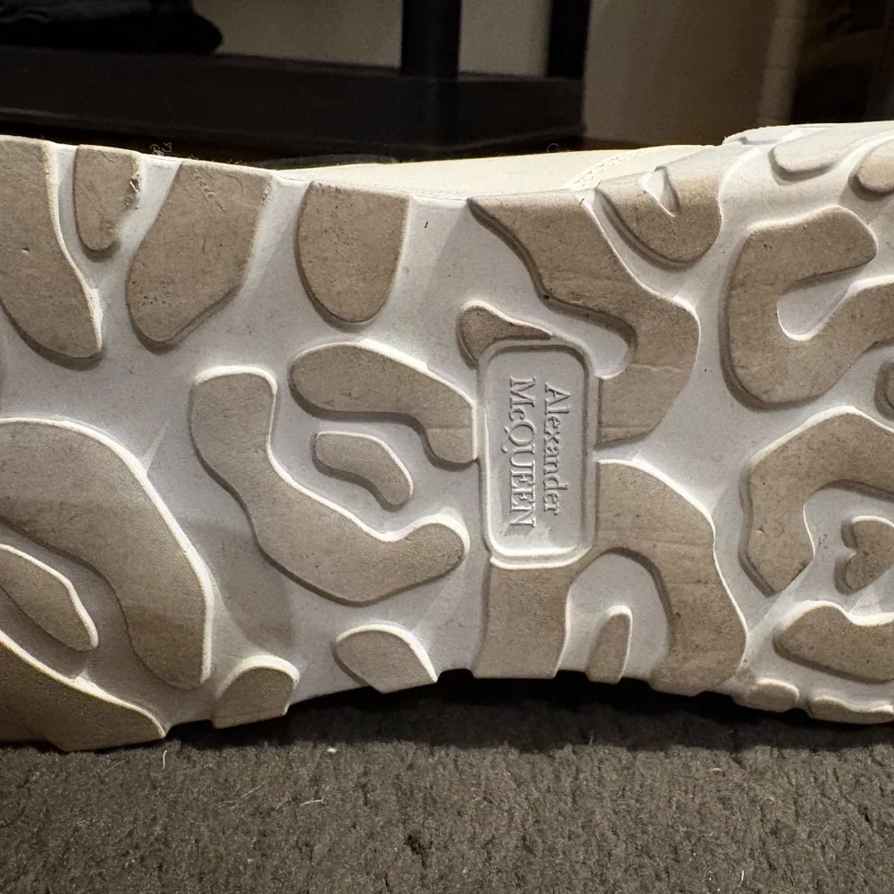 Alexander McQueen White Leather Sneakers with Black Heel Tab